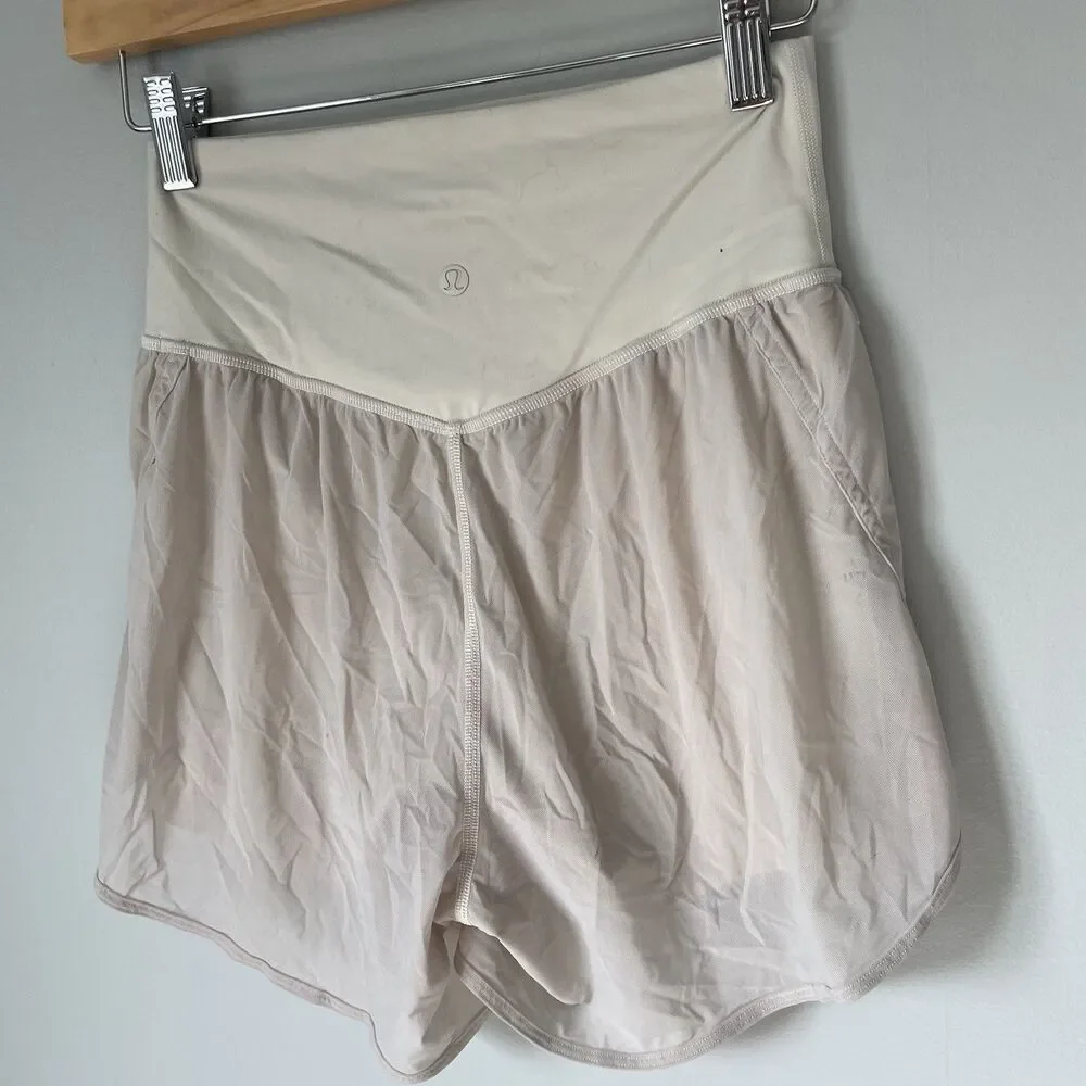 Lululemon Nulu Mesh High Rise Athletic shorts Beige Tan Lightweight Size 4
